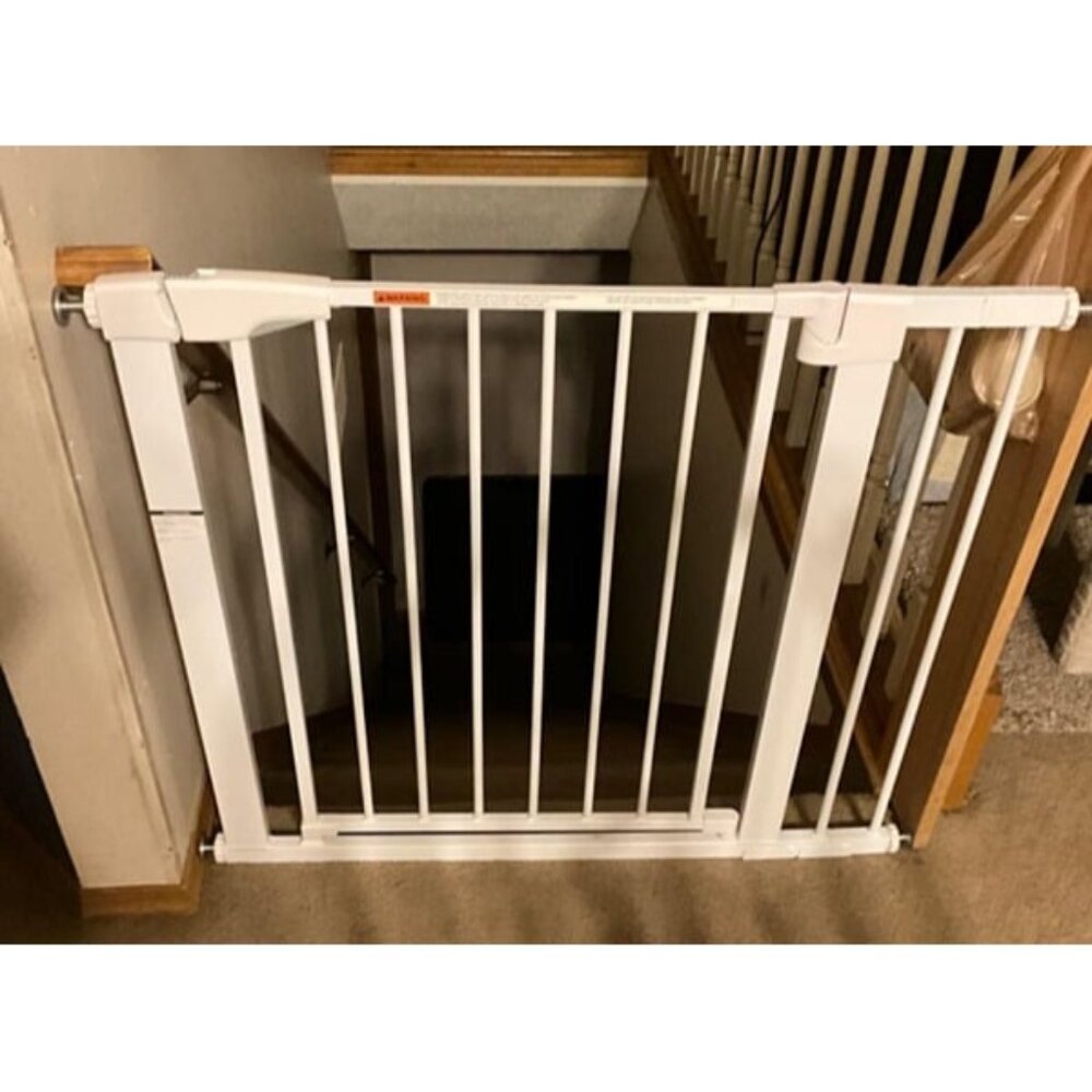 New Baby Gate for Stairs, 29.6"-46" Pressure Mounted Pet Gate, Walk Through Door